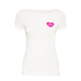 Show details for T-shirt, white with a pink heart